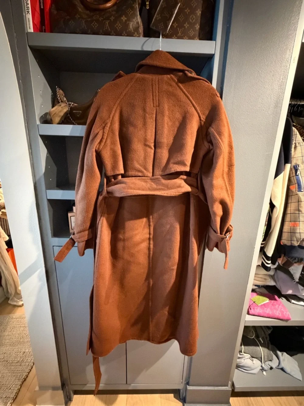 Vince Rust-Brown Wool Blend Coat - Picture 3 of 5